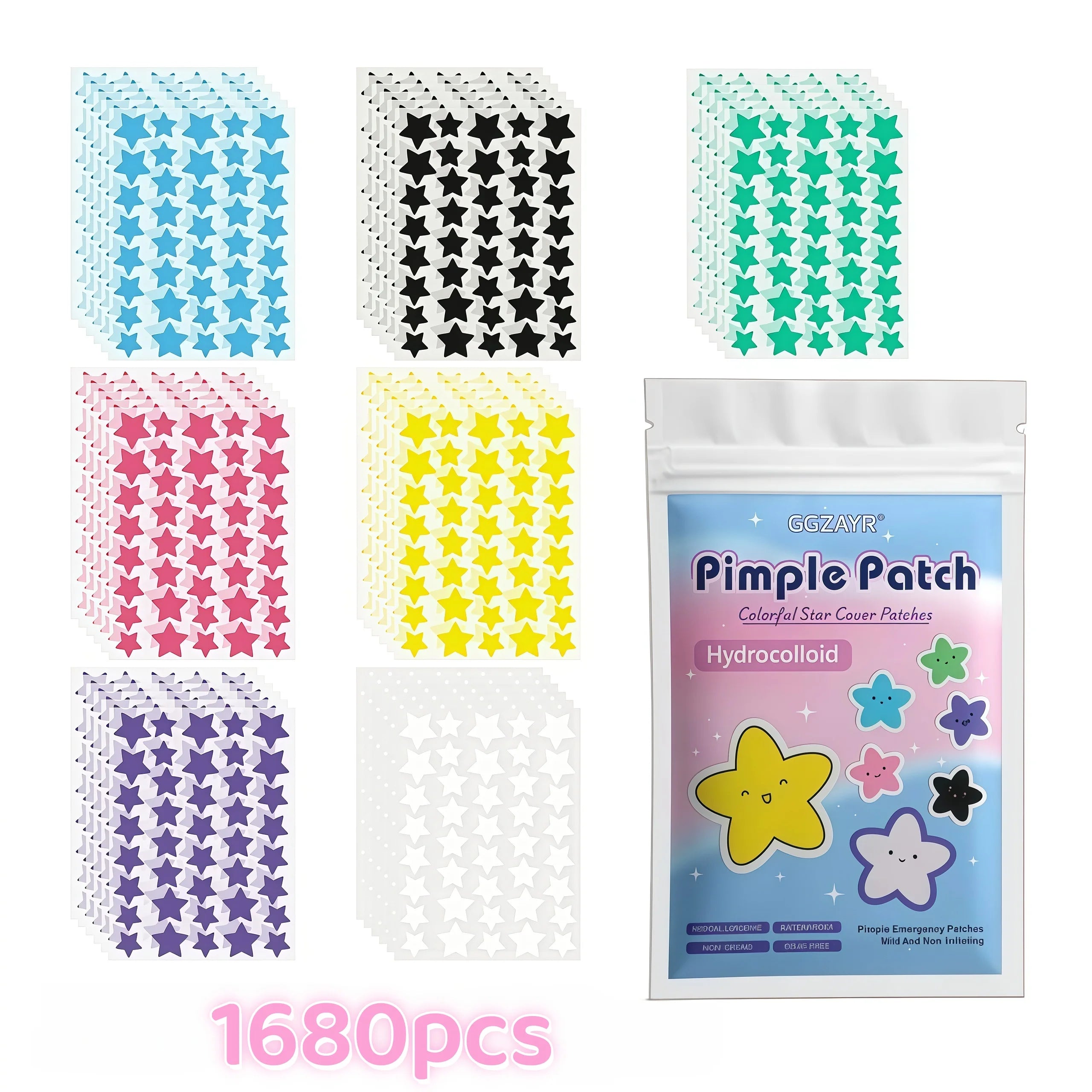 280/1120/1680pcs Seven-Colour Star Pimple Patches
