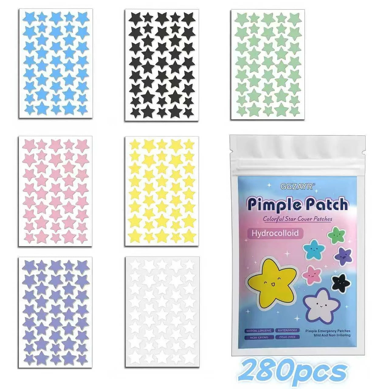 280/1120/1680pcs Seven-Colour Star Pimple Patches
