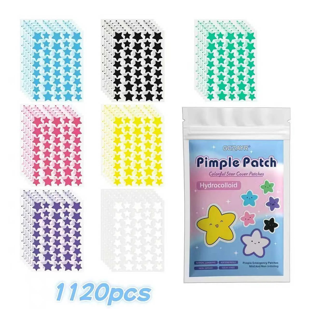 280/1120/1680pcs Seven-Colour Star Pimple Patches